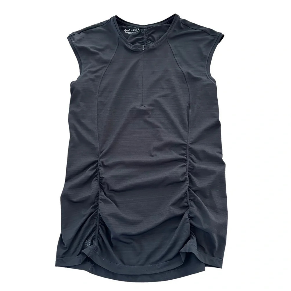 Athleta size Small Black Pacifica II Athletic Top Biking Water Sports Zip Pocket